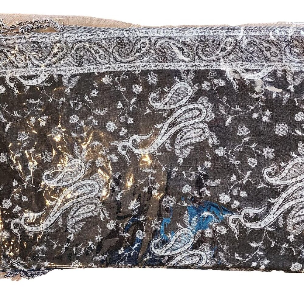 Pashmina Silk Scarf - New in packaging. Black and Silver / Inventory Reduction - Picture 3 of 3